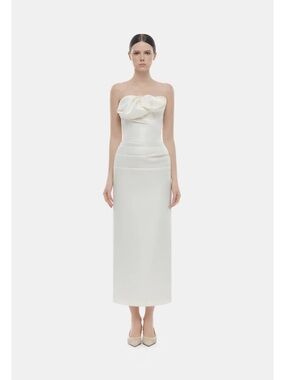 Montsand ivory draped tube midi dress XS